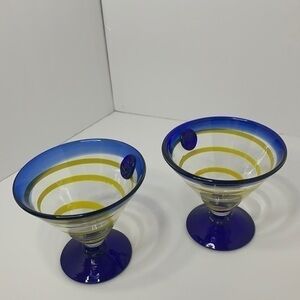 MARTINI GLASSES ART HAND BLOWN GLASSES